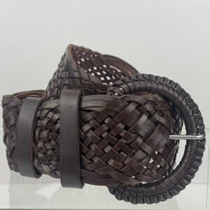 SILPADA‎ DESIGNS Dark Brown Leather Braided Belt Womens (M) Wide Boho Western
